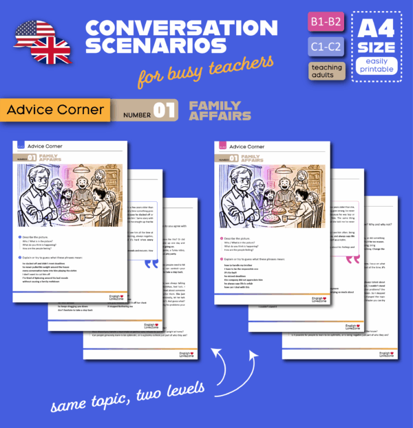 Advice Corner 01 Family Affairs (B1-B2 + C1-C2) Intermediate + Advanced - Teaching Materials - Conversation Scenarios, ESL Lesson plan, mp3 - Image 2